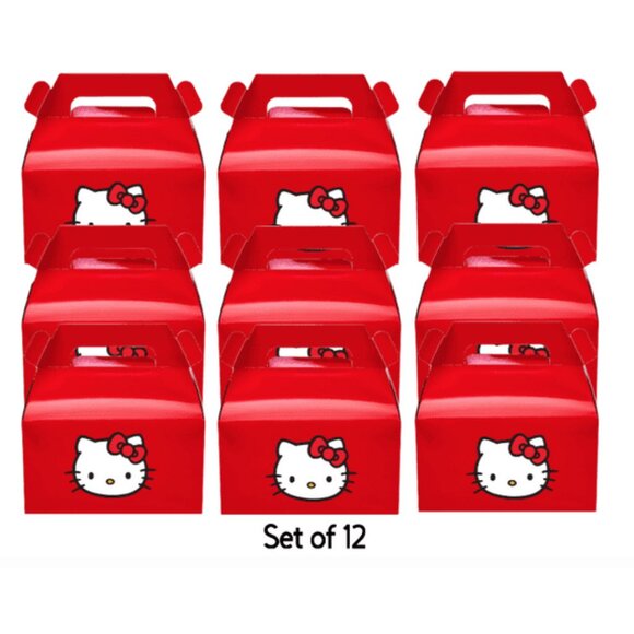 Kitty Party Favor Boxes, Red, 6.5 x 3.5 x 3.5 inches, Set of 12 - Picture 3 of 4